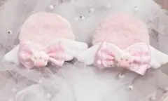 くまみみヘアピン 肉球 ピンク