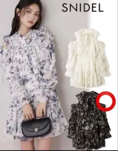 snidel プリントフリルミニワンピース