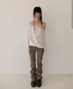 shop faerie embroidery rib cotton pants - メルカリ