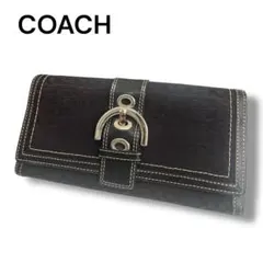 COACH 長財布 ソーホー ミニシグネチャー レザー ブラック