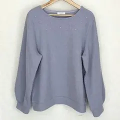 Honeys ハニーズ パール付き カットソー 水色 LL