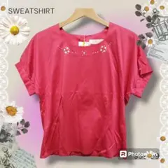 新品タグ付き◆日本製♥️パッションピンクデザインカットソー昭和レトロアンティークのサムネイル