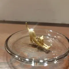 銀座和光　WAKO 猫ガラス　ゴールドカラー