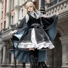 【新品タグ付】ケープ付きドレス ゴシックミリタリー　ロリータ 軍服風