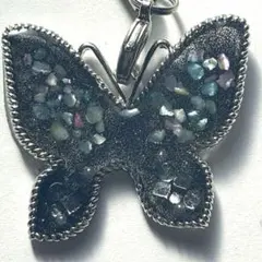 【A】レジンストラップ蝶㉙ブラックバタフライ【セット割有】