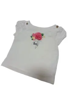 18-24months 花柄刺繍 ホワイト パフスリーブ袖 Tシャツのサムネイル
