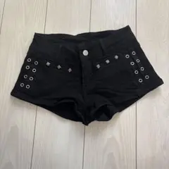 SHEIN Y2K グランジ スタッズ ハトメ デニムショートパンツ ブラック