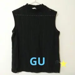 お値下げ★GU ジーユーノースリーブ レースT ブラック Lサイズ