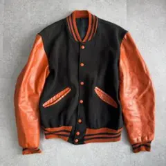 60s 70s 短丈 ウール スタジャン ブランク ブラック オレンジ