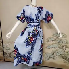 着物リメイク 有松鳴海絞りロングフレアワンピ＊リボン＊トートバッグ3