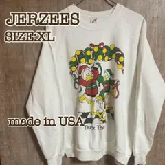 JERZEES ジャージーズ スウェットXL 白 DUCK MICKY USA