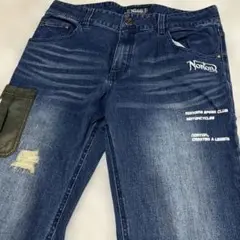 Norton ノートン L ダメージ加工ストレッチスキニーデニム 刺繍 ペイント