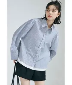 coca 新品　シャツ ストライプ レイヤード風　Mサイズ