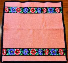 FEILER 花柄 刺繍 タオルハンカチ ピンク
