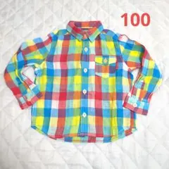 MIKIHOUSE チェック柄長袖シャツ 100　美品