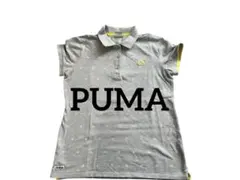 PUMA グレー ドット柄 半袖ポロシャツ XL