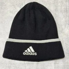美品 10s adidas モーションロゴ 刺繍 リブニット帽 アディダス