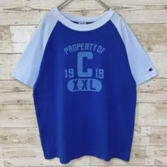 Champion チャンピオン バータグ復刻 ラグランTシャツ ブルーのサムネイル