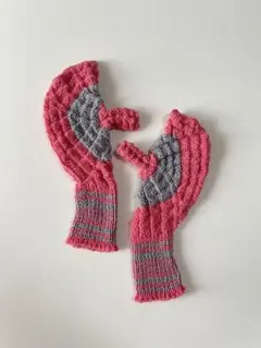 ハンドウォーマー　ハンドメイド　ドイツの手編みの手袋　オパール毛糸　単色　UNI