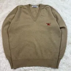 90s✨️BURBERRY ヴィンテージスコットランド製 ラムウールVセーター