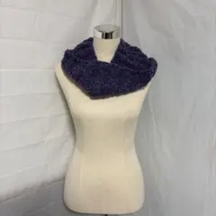 毛糸　紫　スヌード　ハンドメイド