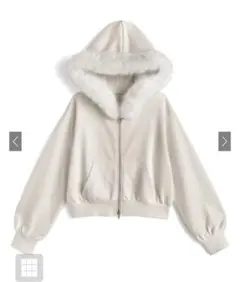 美品★ GRL グレイル ファー付きフードジップアップパーカー