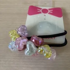 ハート型ビーズヘアゴム 2個セット