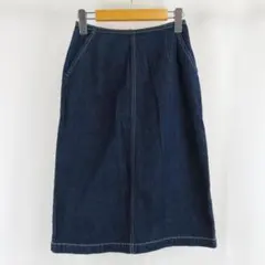 美品 LAURA ASHLEY ひざ丈 タイト デニム スカート ネイビーのサムネイル