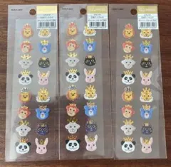 【未開封新品】ふわふわ王冠アニマルズ　シール3枚セット　薄いスポンジシートシール