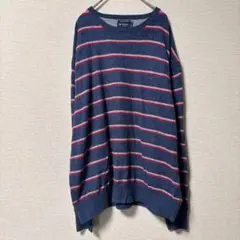 CREMIEUX 長袖 トップス 【XL】 ネイビー ボーダー 薄手 セーター