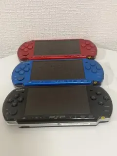 PSP-3000 3台セット レッド ブルー ブラック バッテリー無し