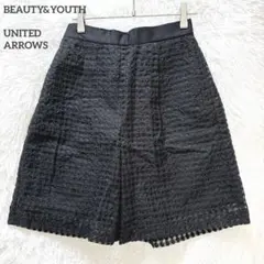 ビューティーアンドユース　ショートパンツ　ブラック レース　ハーフパンツ