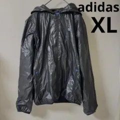 アディダス　ジップアップ　ナイロンパーカー　ウインドブレーカー　ブラック　L