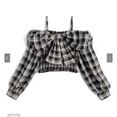 GRL チェック柄ビッグリボンオフショルダートップス dk1592