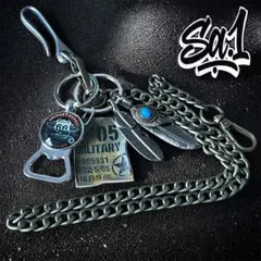 ウォレットチェーン　キーホルダー　ストラップ アメカジ　フェザー　US ee