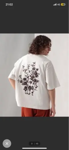 HARE 花柄刺繍 Tシャツ　白