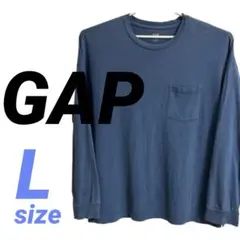 GAP ヘビーウェイト ポケット ロンT L ブルー