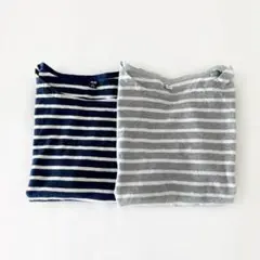 2点セット⭐️Sサイズ♪ユニクロ ボーダーTシャツ トップス ネイビー グレーのサムネイル