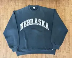 90s ラッセル 前V カレッジ スウェット NEBRASKA ダークグリーン