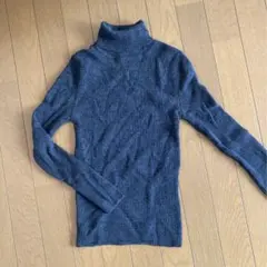 NICE CLAUPウール100% ダークグレー タートルネックセーター M