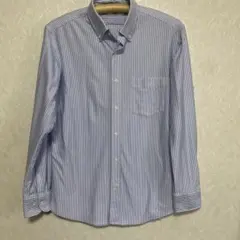 UNIQLO 青と白のストライプ ボタンダウンシャツ M