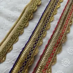 インド刺繍リボン スカラップ１ｍカット3色セット