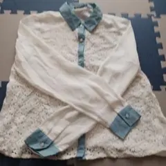 Sorridere 長袖シャツ ホワイト・デニムカラー