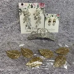 [５点セット]ラブティアラ ブライダル小物 イヤリング・ヴェール・ティアラ