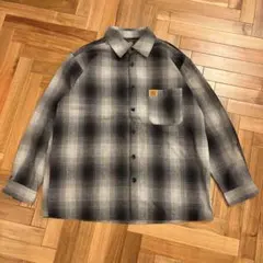 FB COUNTY オンブレ シャドー チェック シャツ 黒白 Lサイズ　長袖