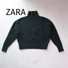 ZARA ザラ　ニット　ハイネック　リブ　グリーン　深緑　S