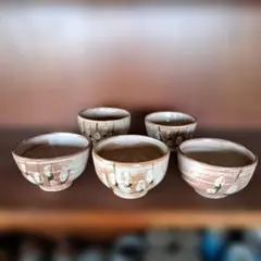 k*e様 和風花模様の湯飲み5個セット