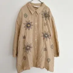 alfred dunner ベージュ刺繍シャツ 24W ヴィンテージシャツ