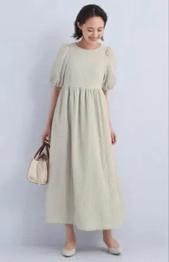 【新品】グリーンレーベルリラクシング　 ぽこぽこジャガード切替ワンピース