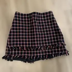 ZARA ツイード スカート　ネイビー　サイズS